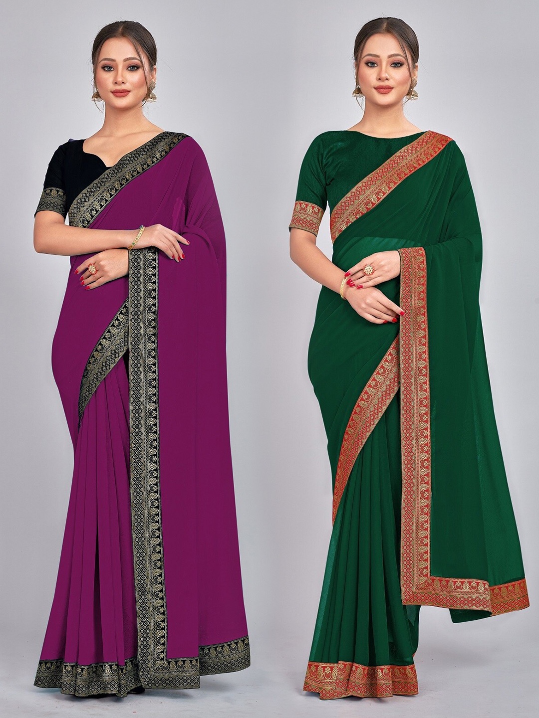 

CastilloFab Zari Pure Georgette Saree, Burgundy