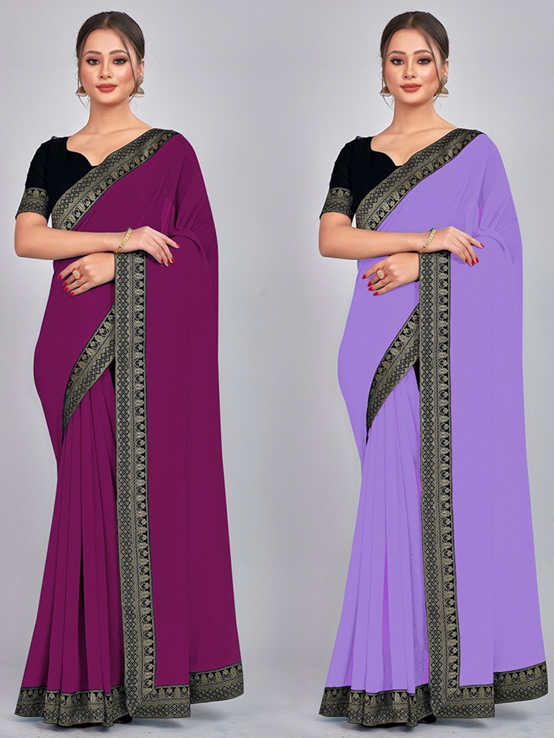 

CastilloFab Zari Pure Georgette Saree, Burgundy