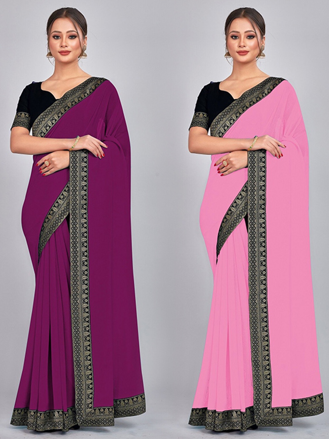 

CastilloFab Zari Pure Georgette Saree, Burgundy