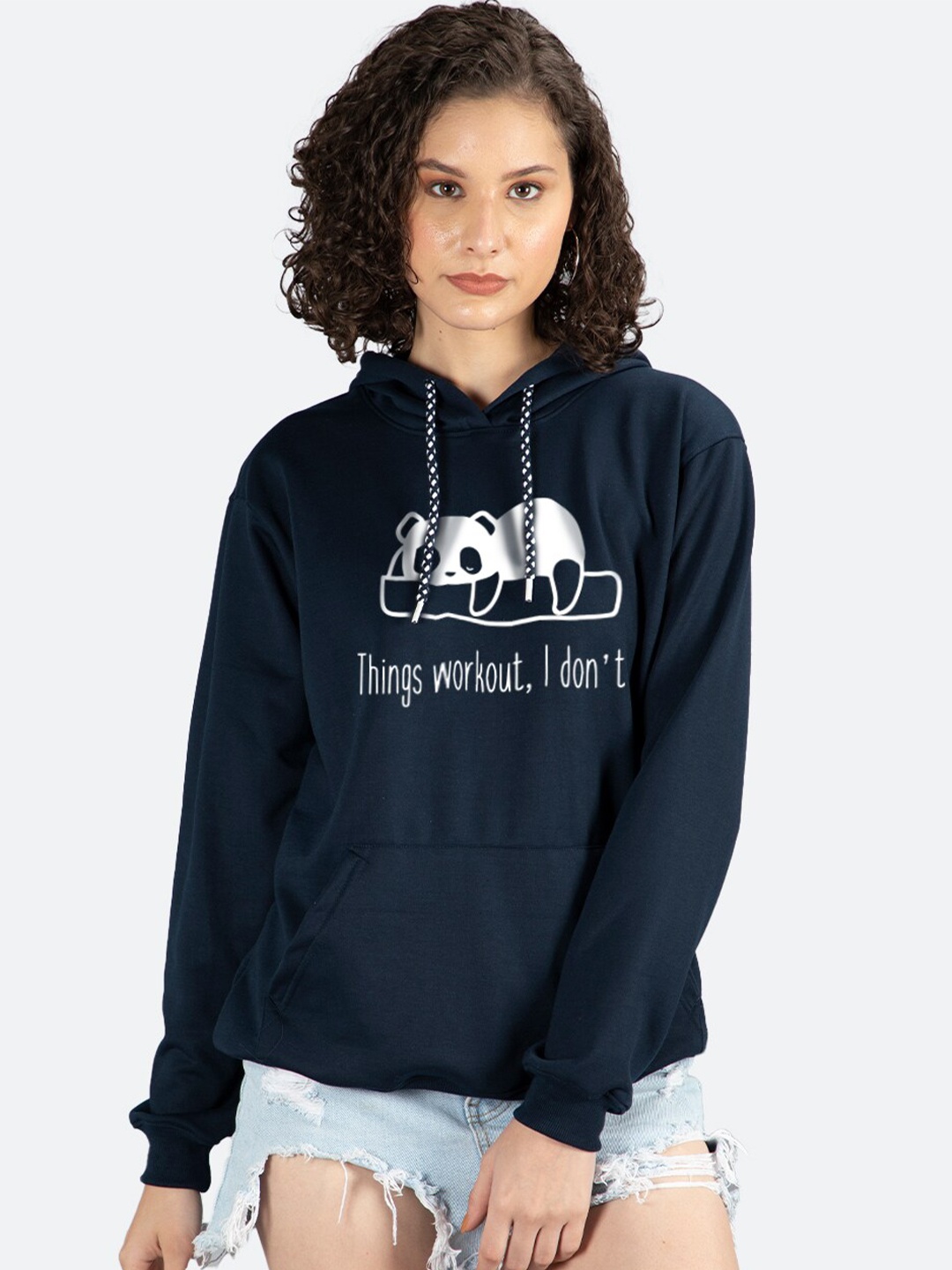 

Mad Over Print Typography Printed Hooded Fleece Sweatshirt, Navy blue