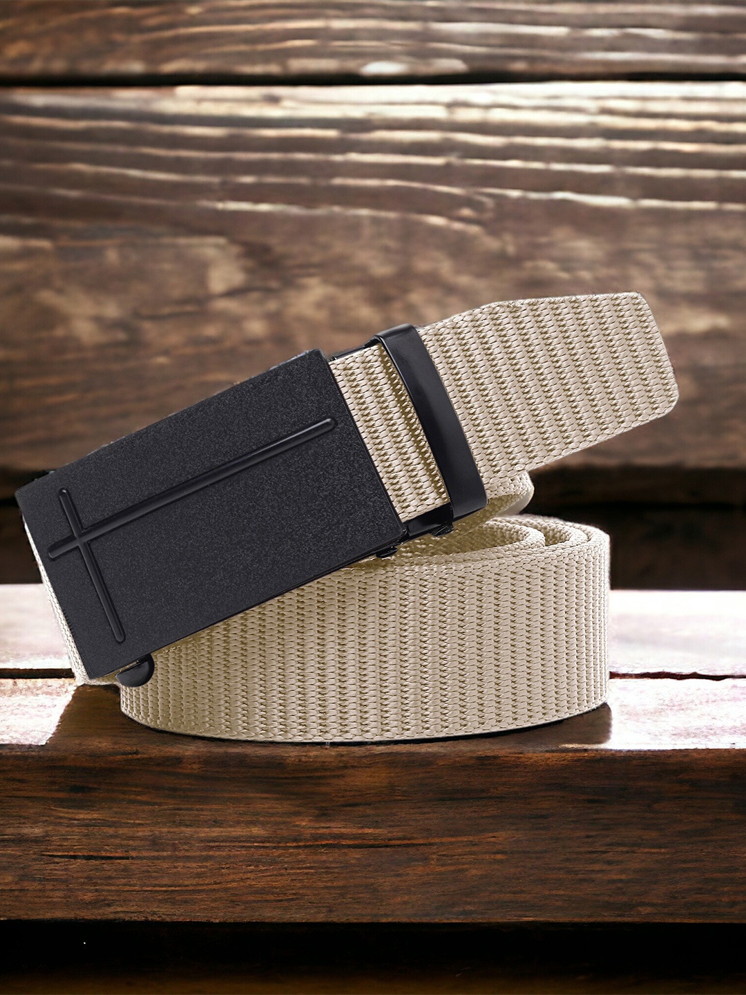

Kastner Men Textured Canvas Belt, Beige
