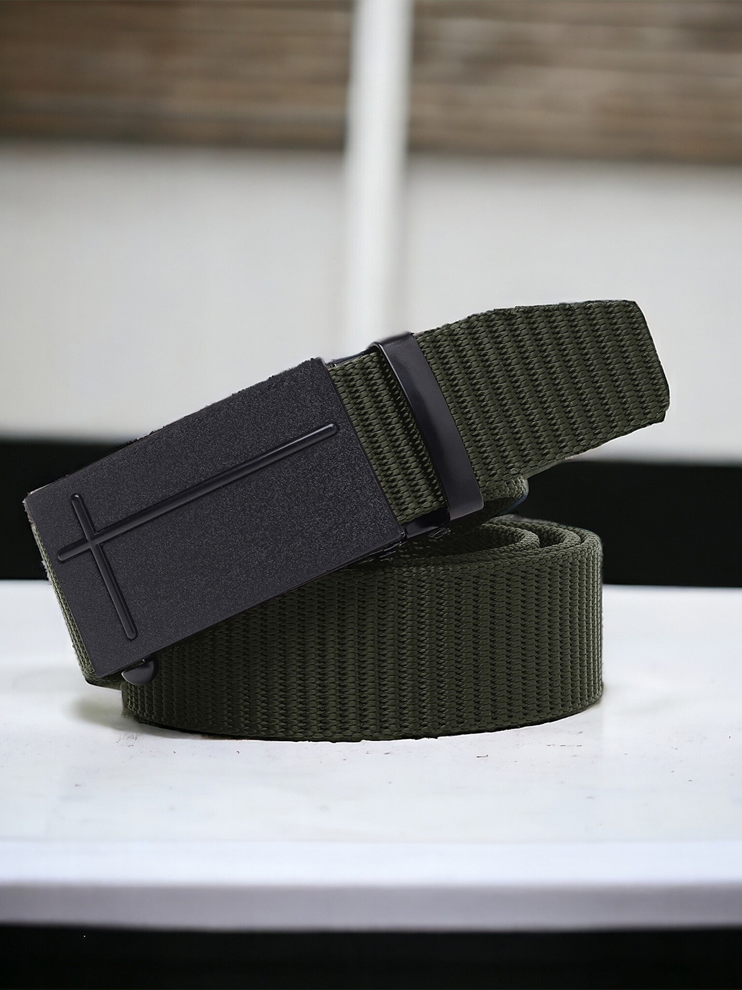 

Kastner Men Textured Canvas Belt, Green