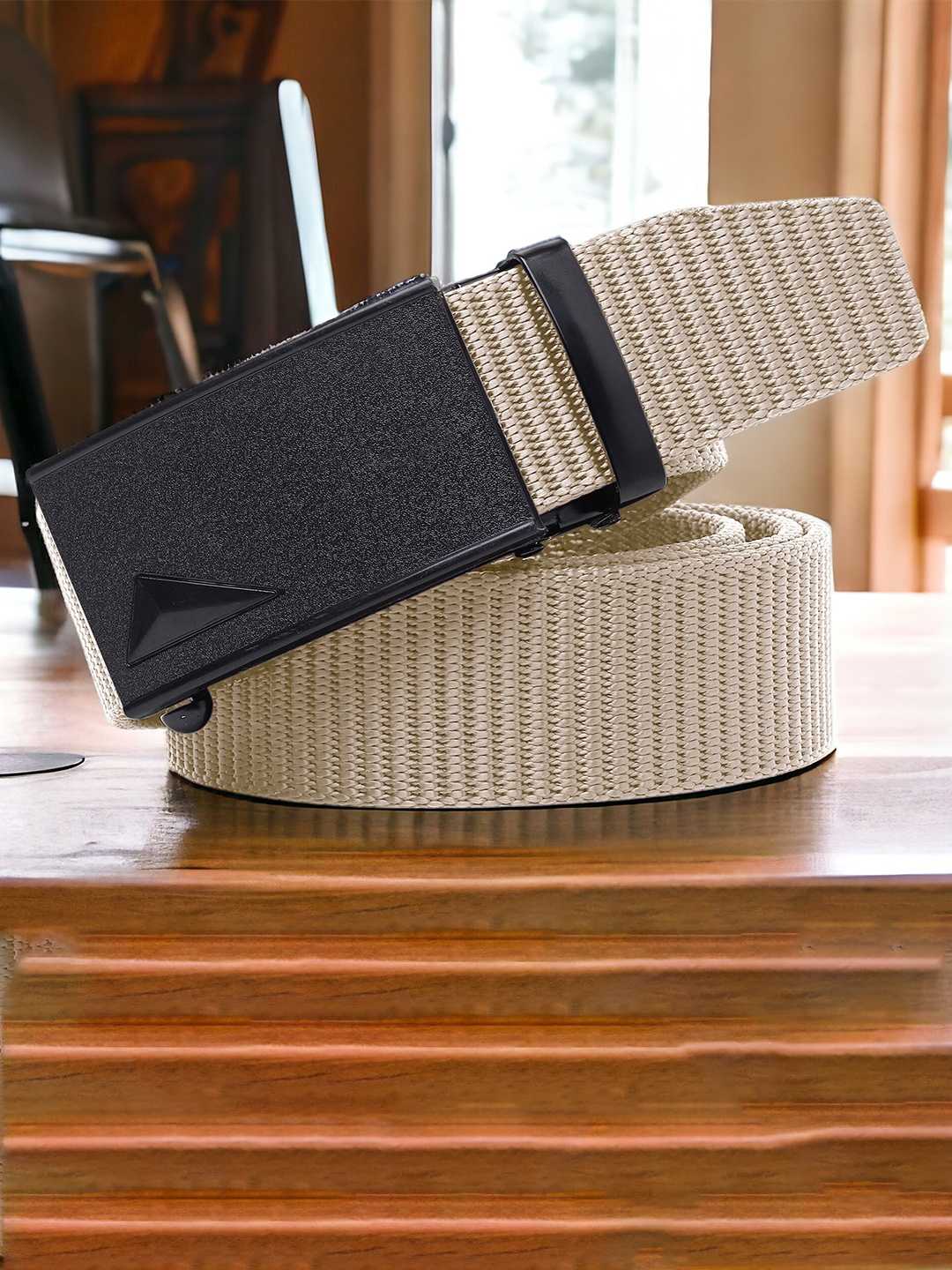 

Kastner Men Textured Canvas Belt, Beige