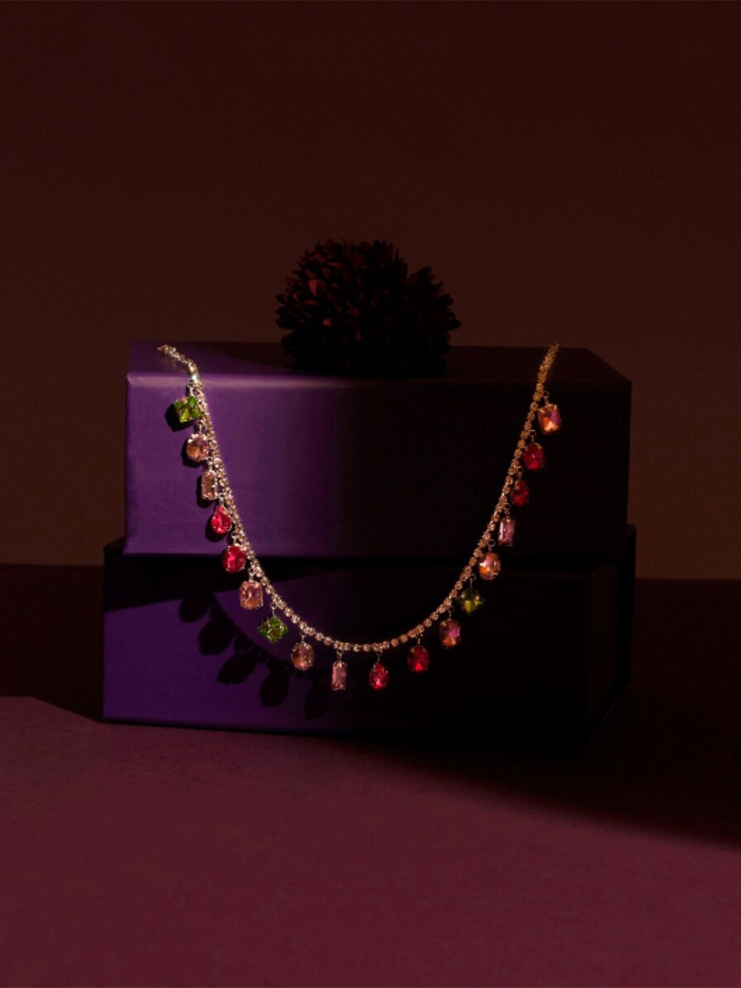 

SALTY Alloy Stone Studded Necklace, Silver