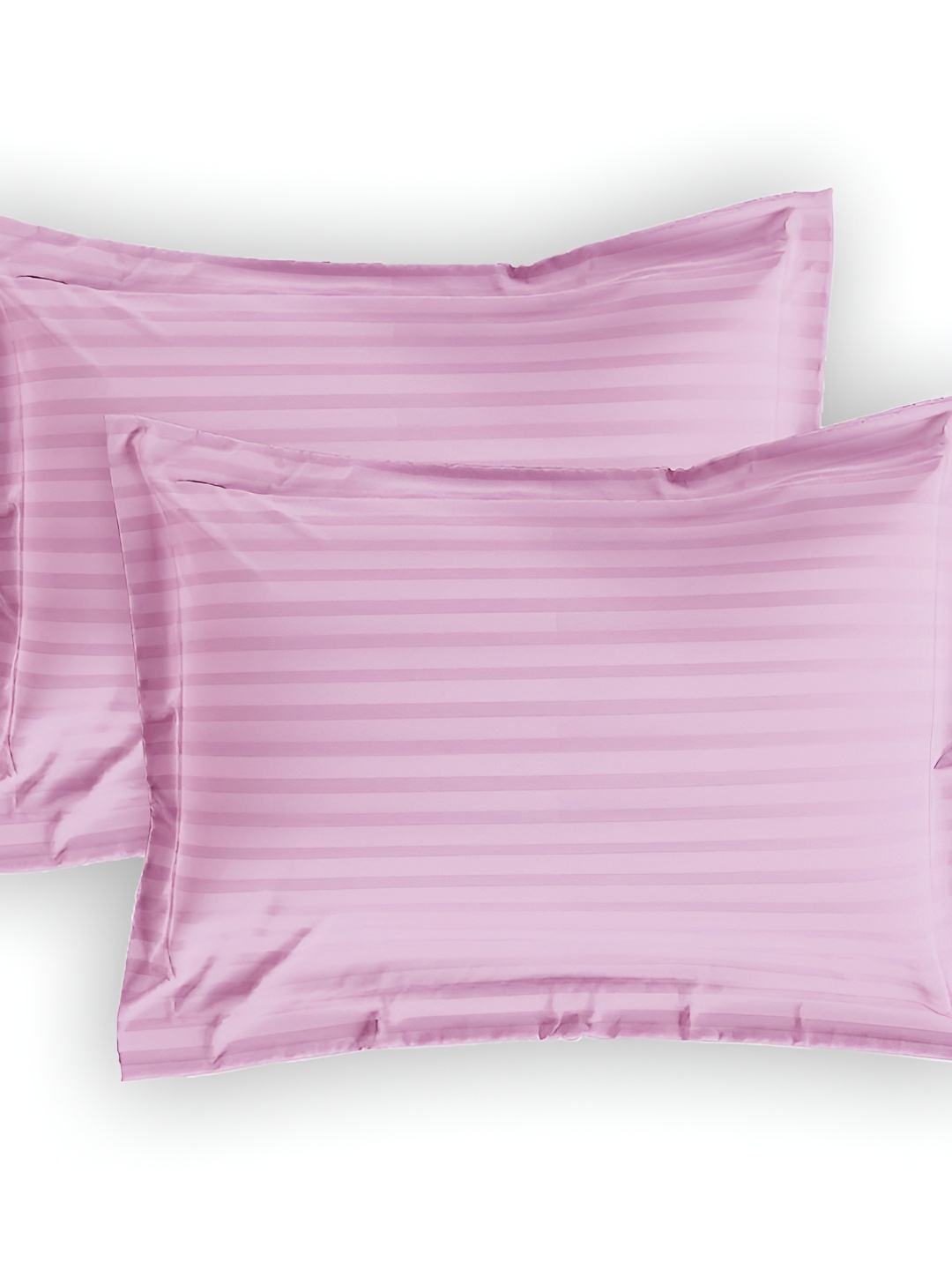 

House of Owlet Pink 2 Pieces Striped Pure Cotton Rectangle Pillow Covers