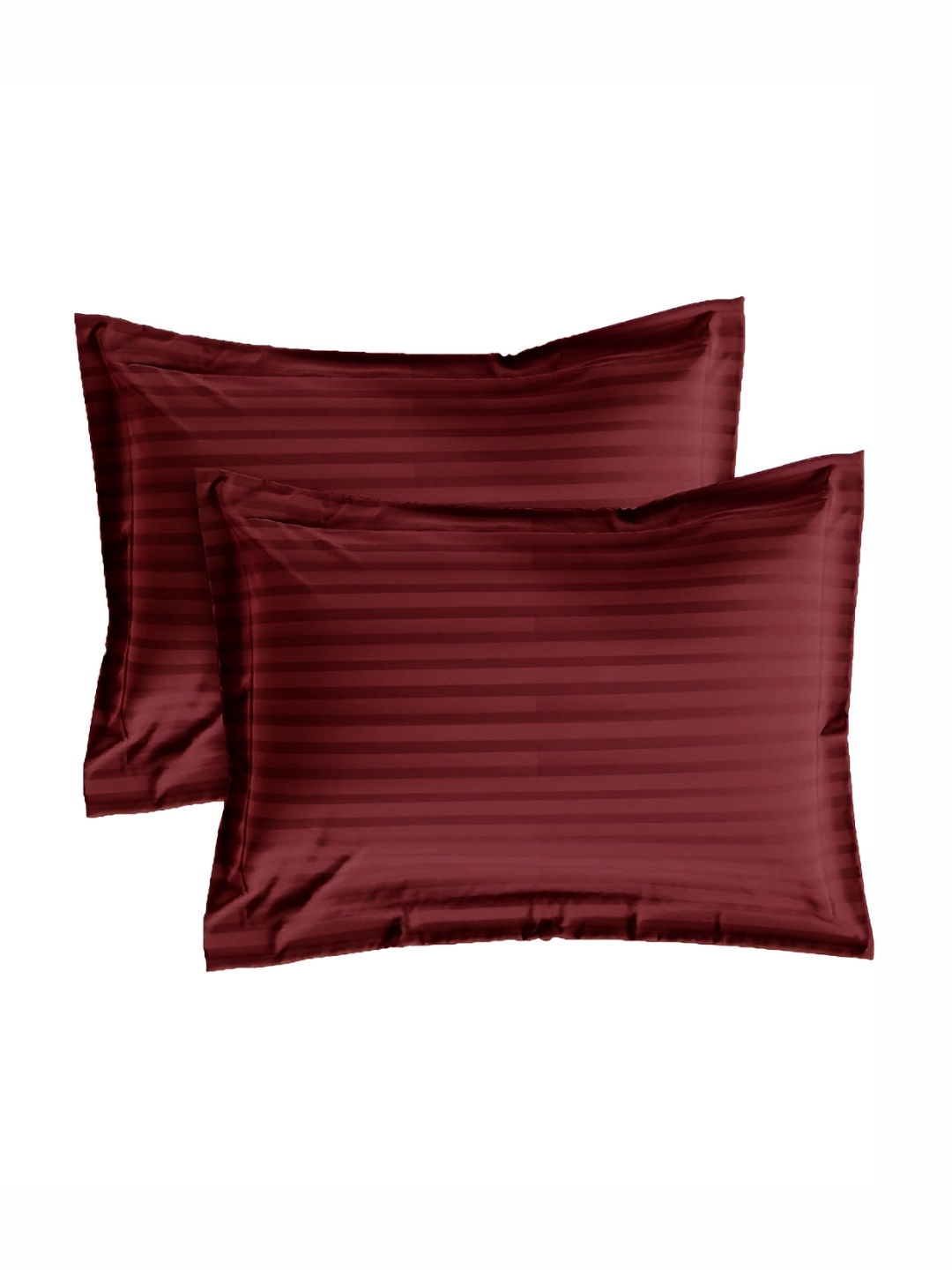 

House of Owlet Burgundy 2 Pieces Striped Pure Cotton Rectangle Pillow Covers