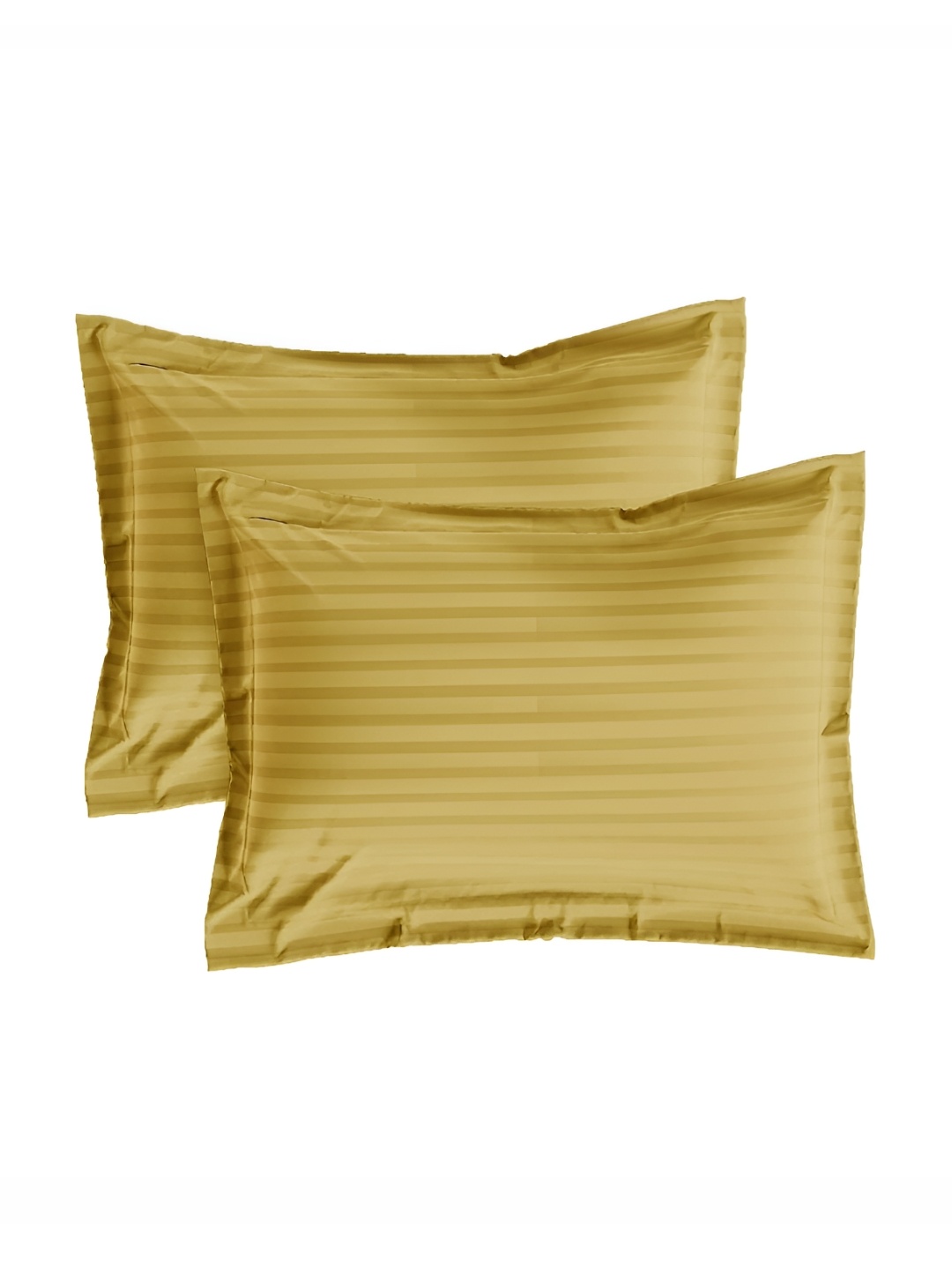 

House of Owlet Gold-Toned 2 Pieces Striped Pure Cotton Rectangle Pillow Covers