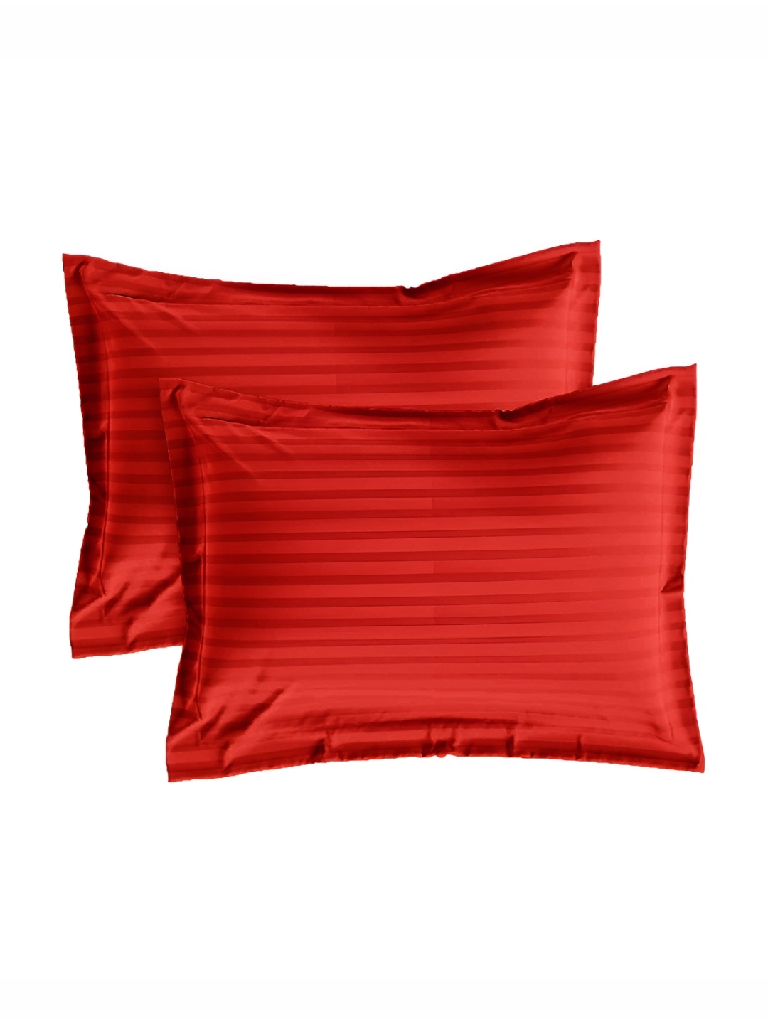 

House of Owlet Red 2 Pieces Striped Pure Cotton Rectangle Pillow Covers