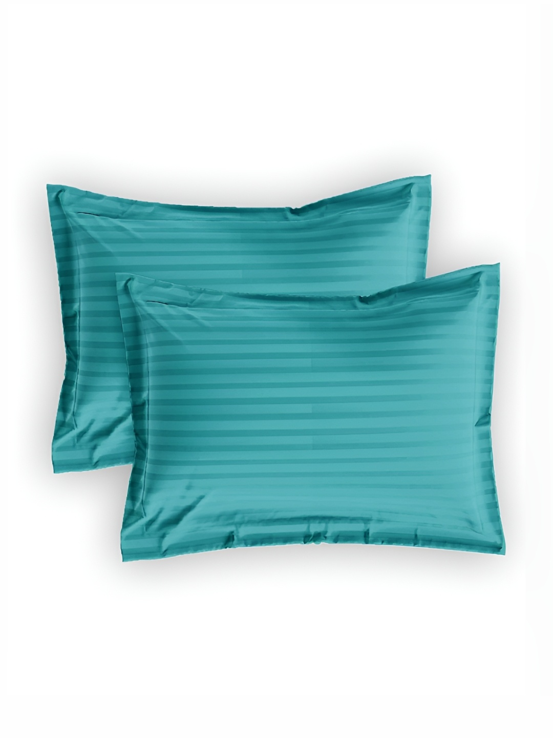 

House of Owlet Turquoise Blue 2 Pieces Striped Pure Cotton Rectangle Pillow Covers