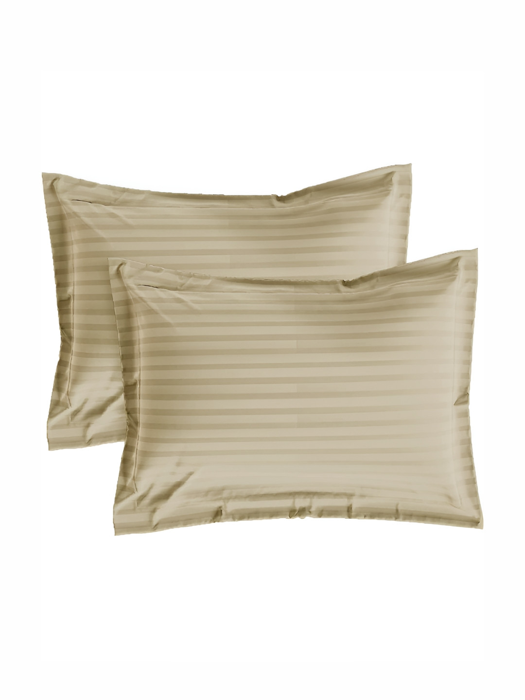 

House of Owlet Beige 2 Pieces Striped Pure Cotton Rectangle Pillow Covers