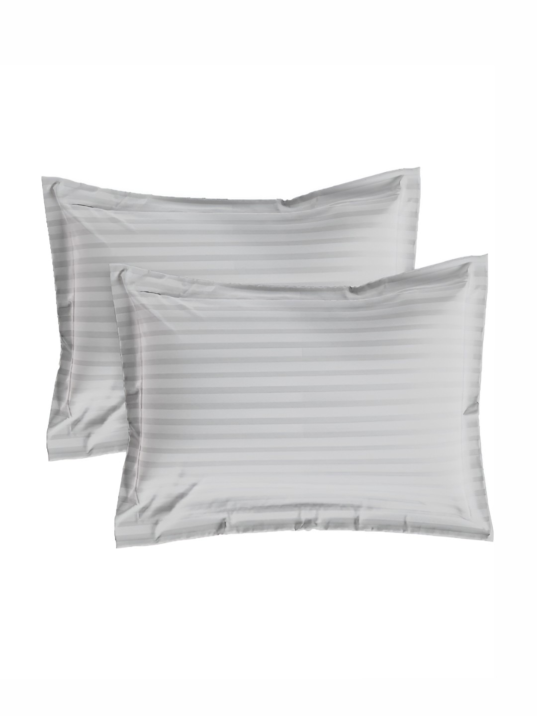 

House of Owlet Grey 2 Pieces Striped Pure Cotton Rectangle Pillow Covers