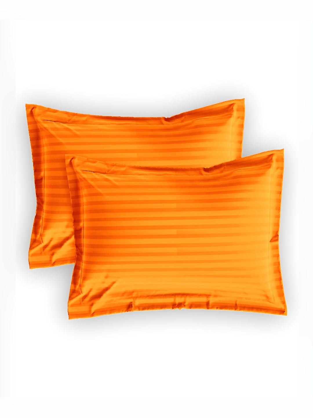 

House of Owlet Orange 2 Pieces Striped Pure Cotton Rectangle Pillow Covers