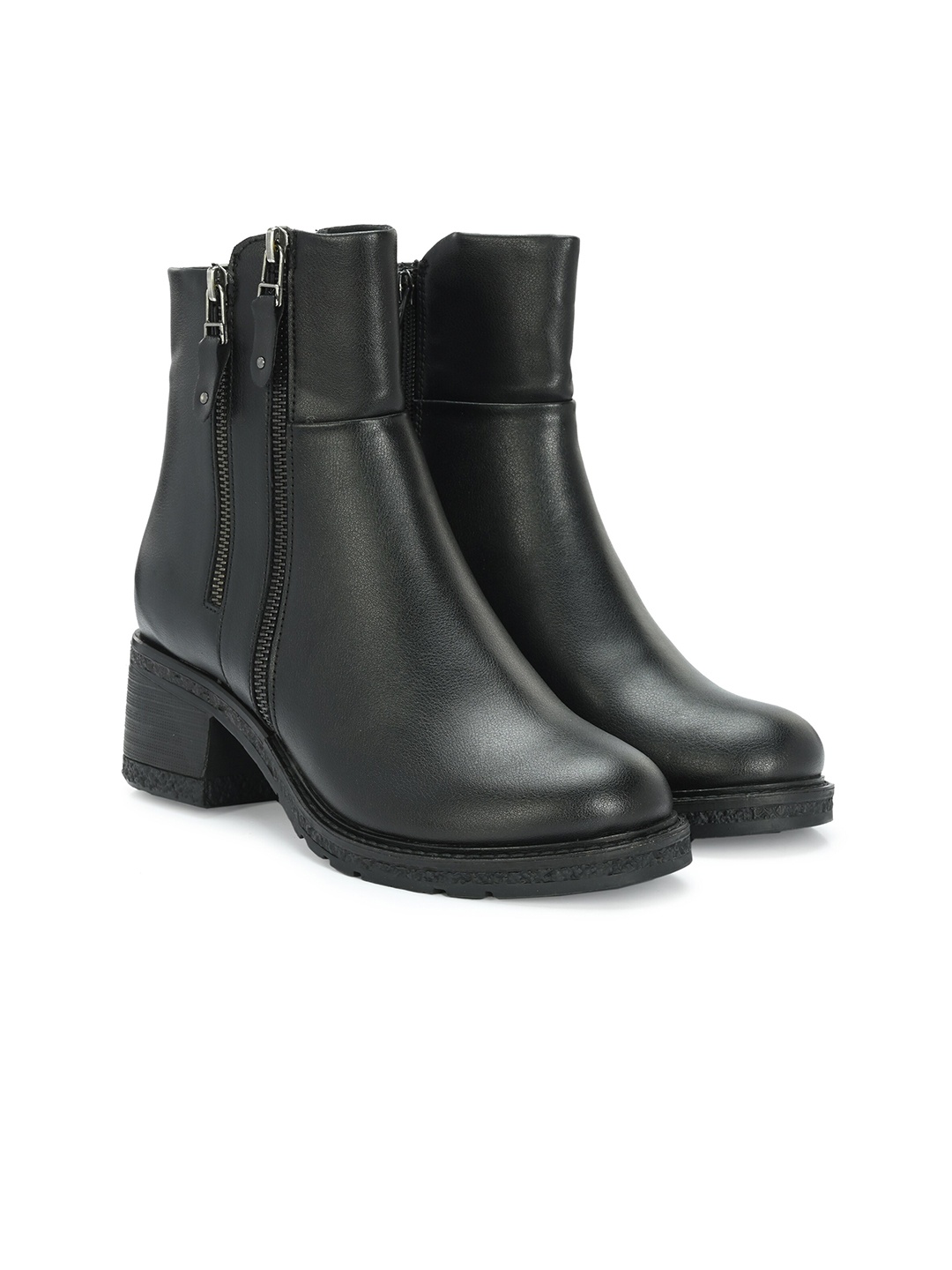 

Delize Women Block Heeled High Top Zip Up Chelsea Boots, Black