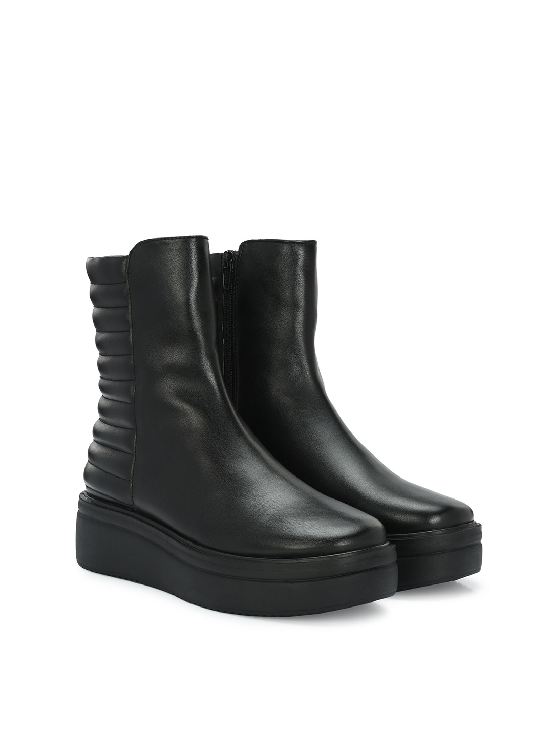 

Delize Women High-Top Zip-Up Platform Chelsea Boots, Black