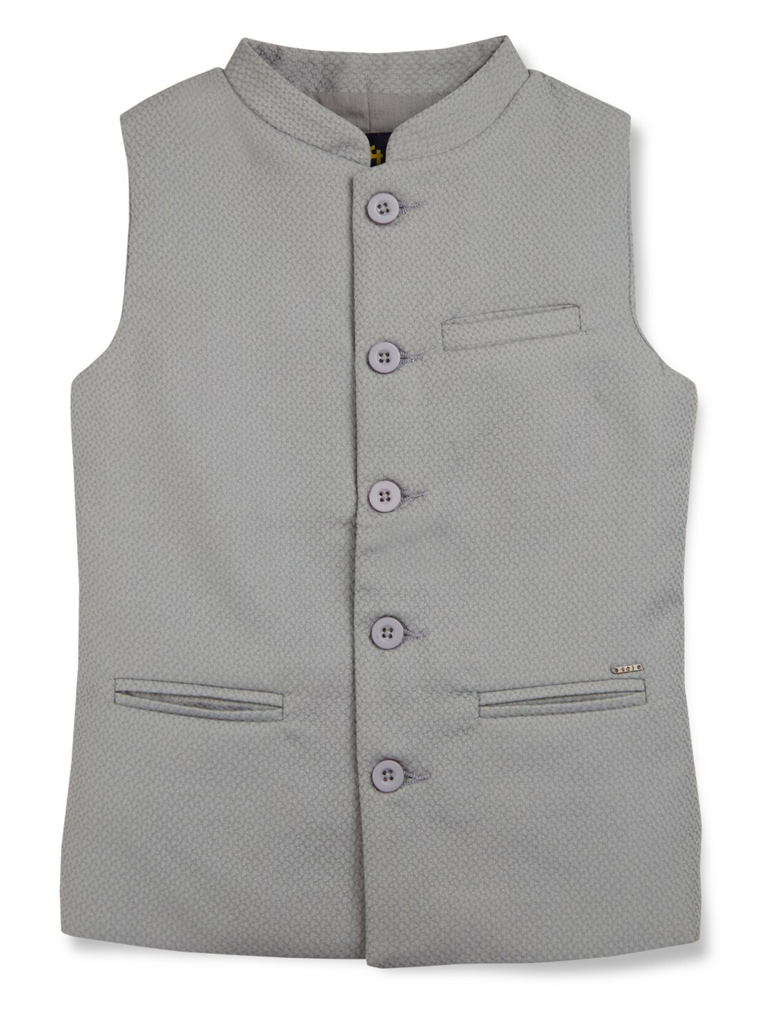 

Gini and Jony Boys Woven Design Mandarin Collar Nehru Jacket, Grey