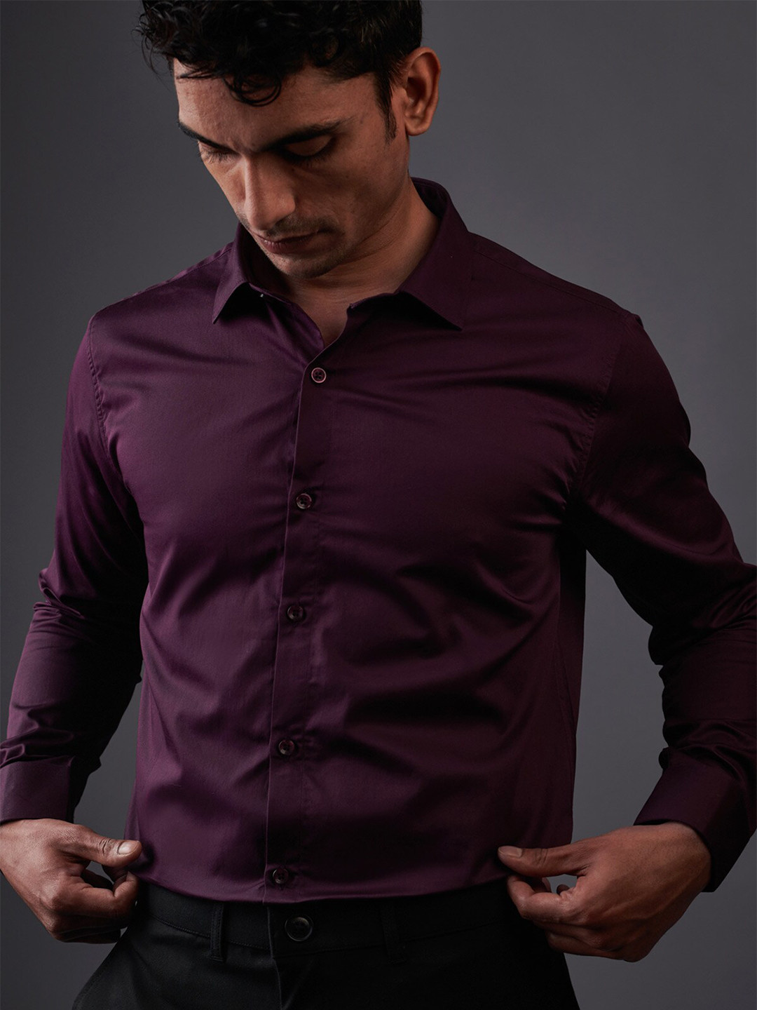 

Beyours Cotton Spread Collar Casual Shirt, Maroon
