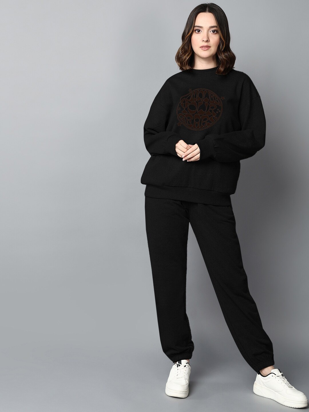 

The Roadster Lifestyle Co. Oversized-Fit Round Neck Pullover, Black