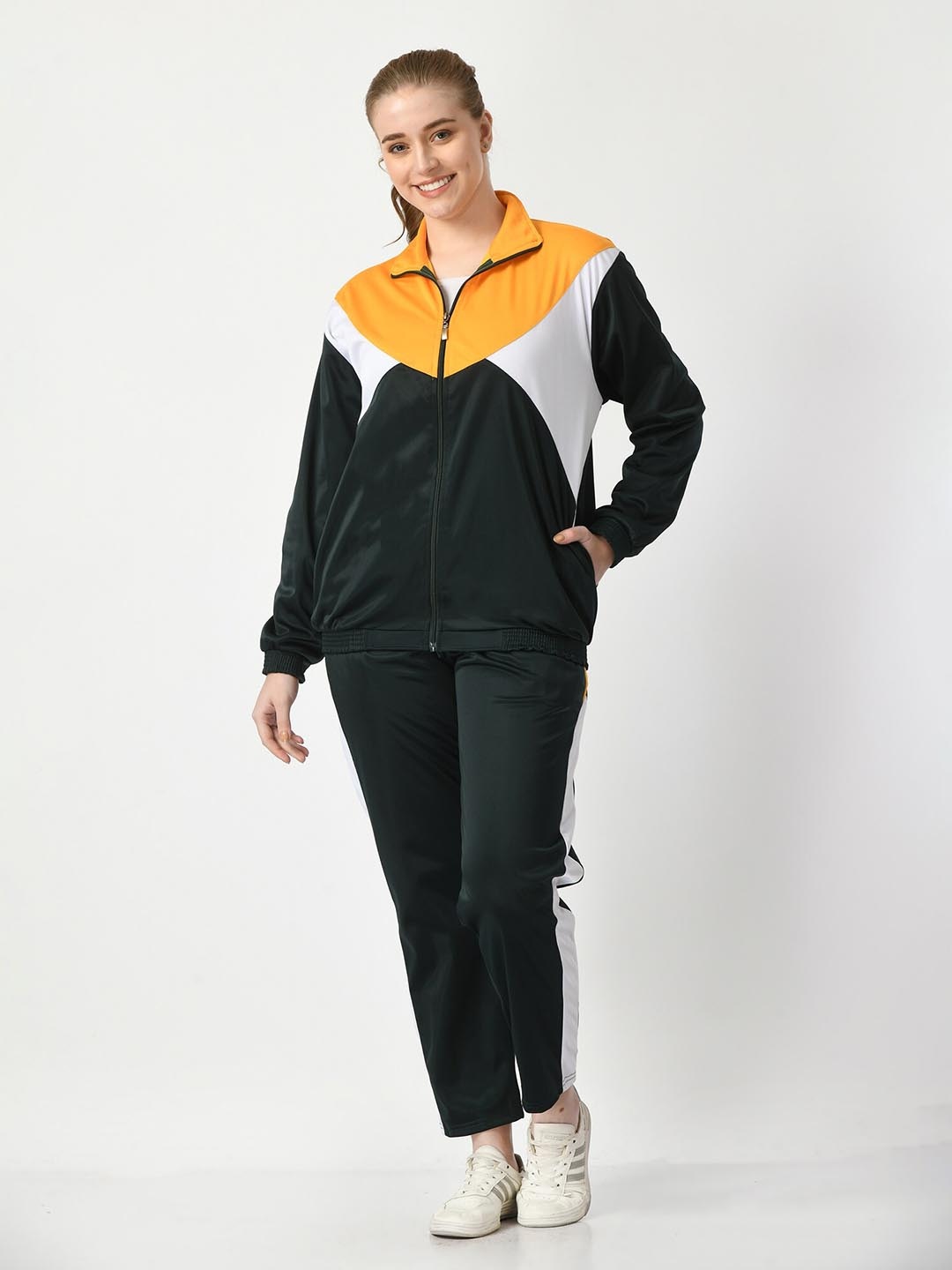 

BAESD Colorblocked Mock Collar Tracksuits, Black