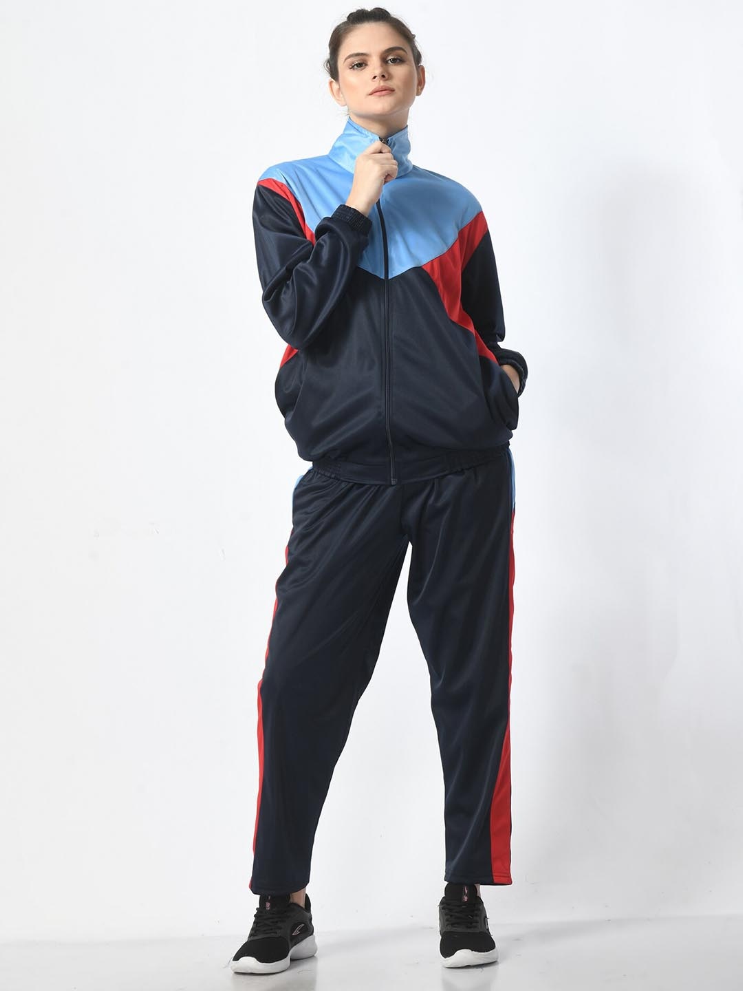 

BAESD Colorblocked Mock Collar Tracksuits, Navy blue