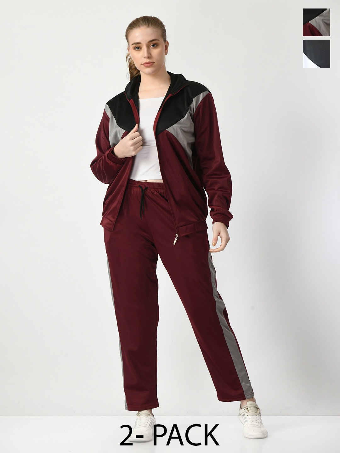 

BAESD Pack of 2 Colourblocked Tracksuits, Maroon