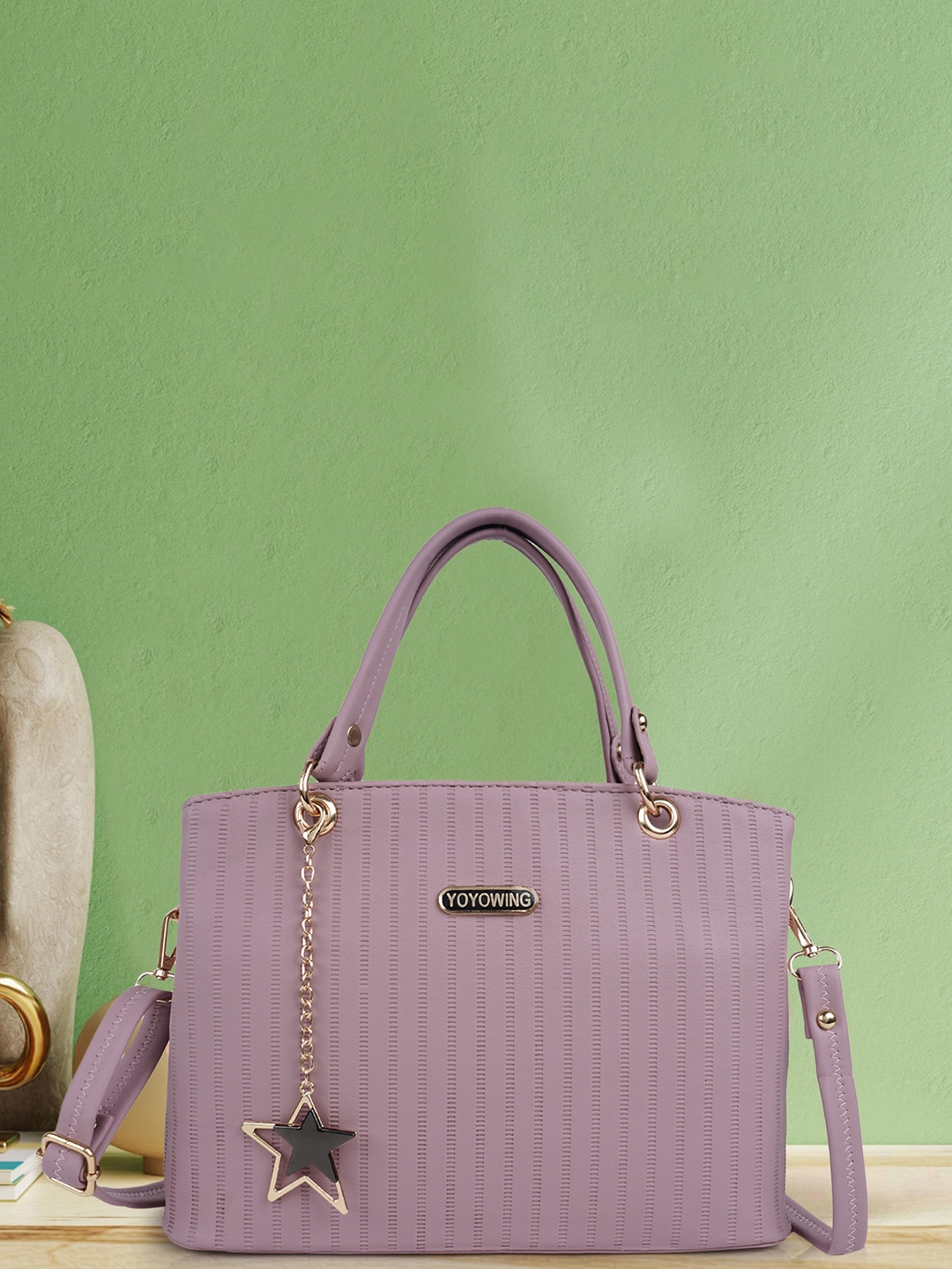 

YOYOWING Textured Handheld Bag with Tasselled, Pink
