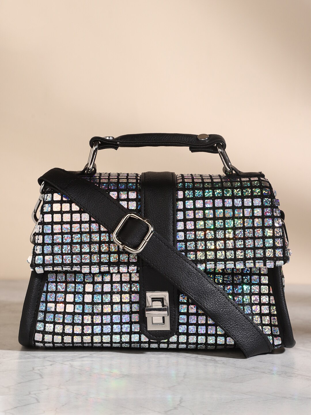 

DEEBACO Embellished Satchel, Black