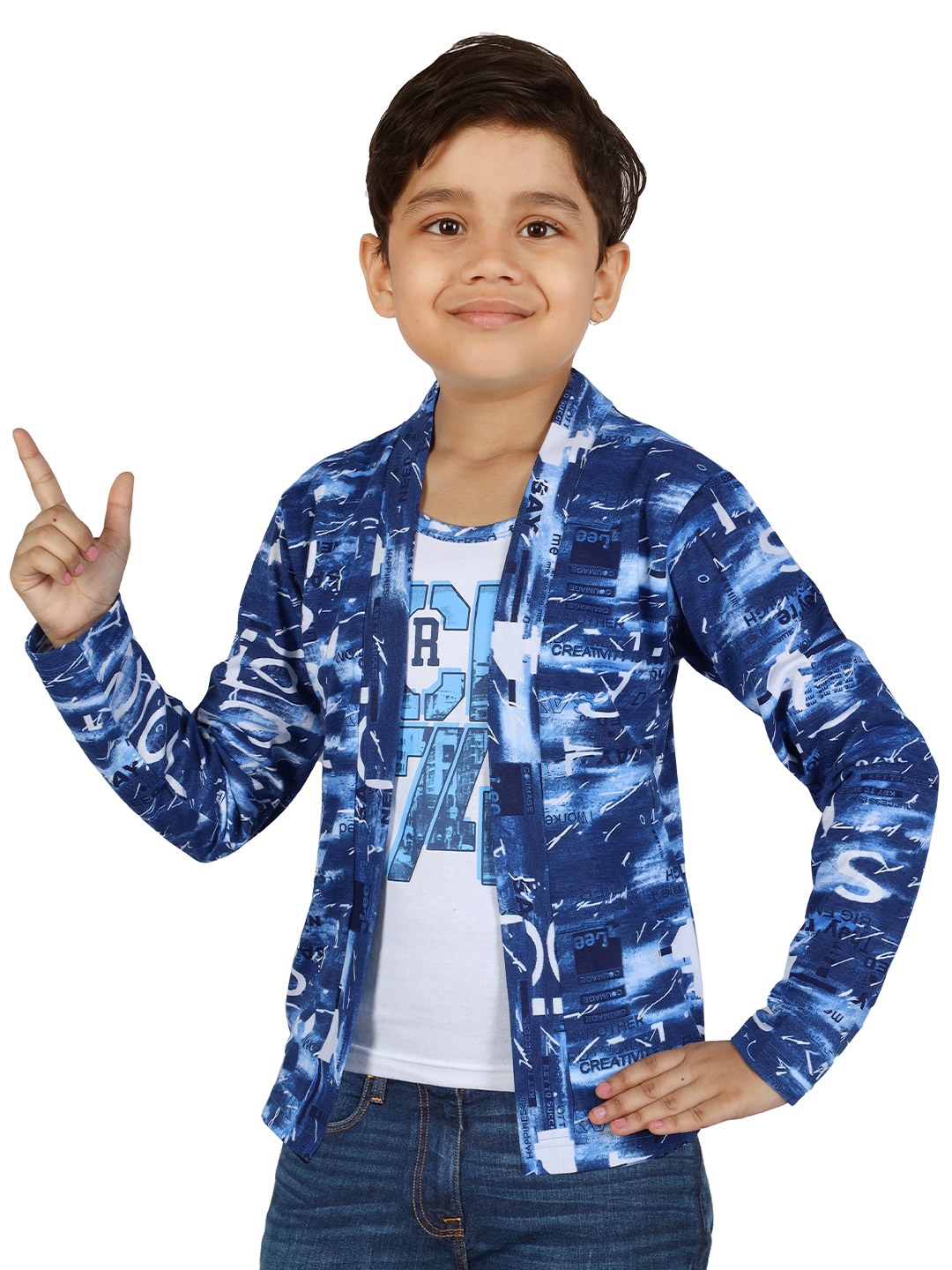 

BAESD Boys Abstract Printed Shrug, Blue