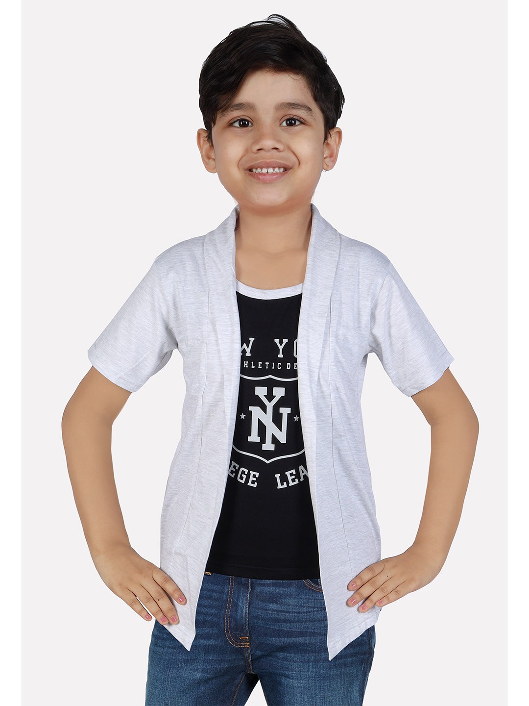 

BAESD Boys Cotton Open Front Shrug, White