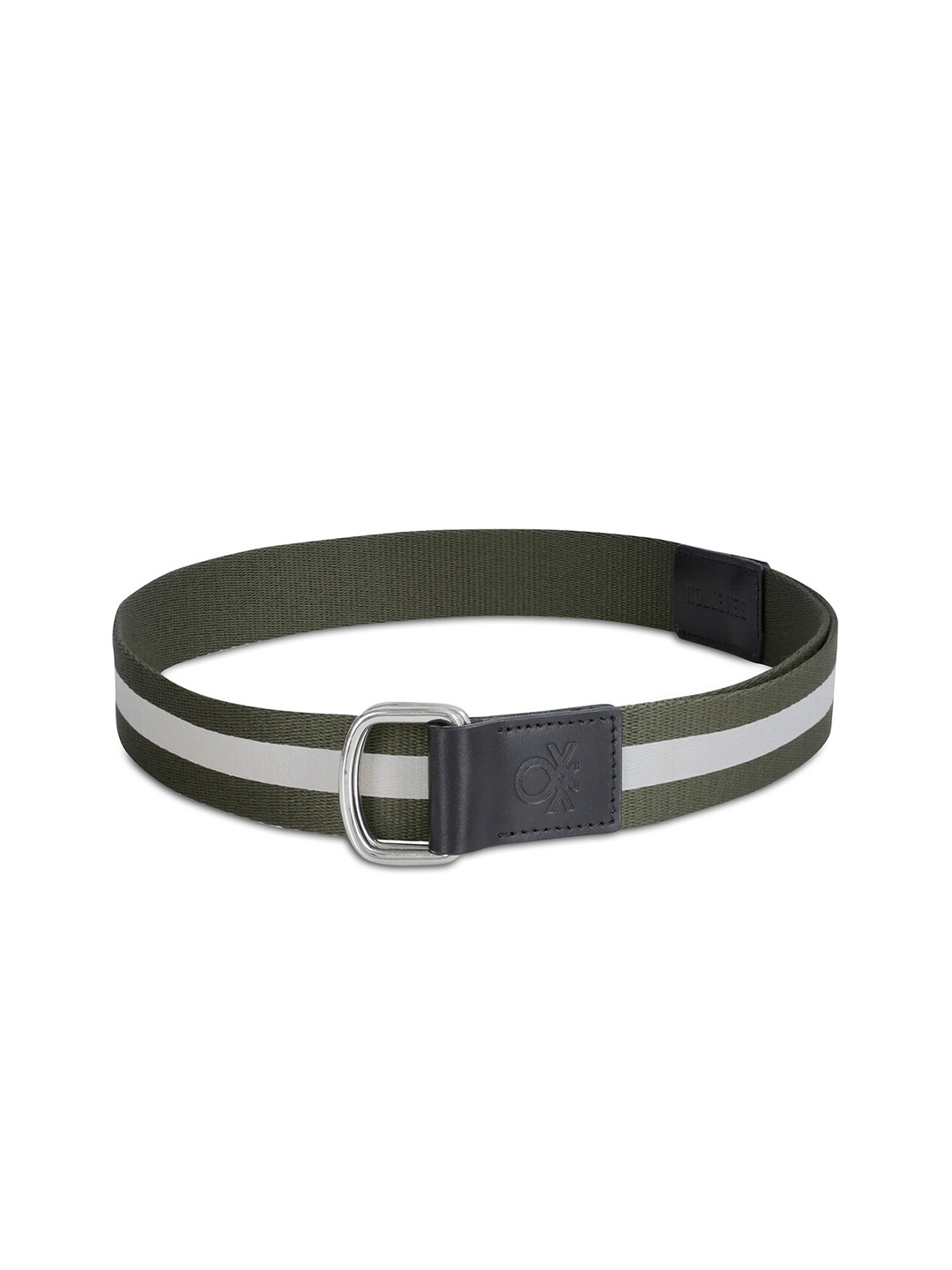 

United Colors of Benetton Men Striped Belt, Green