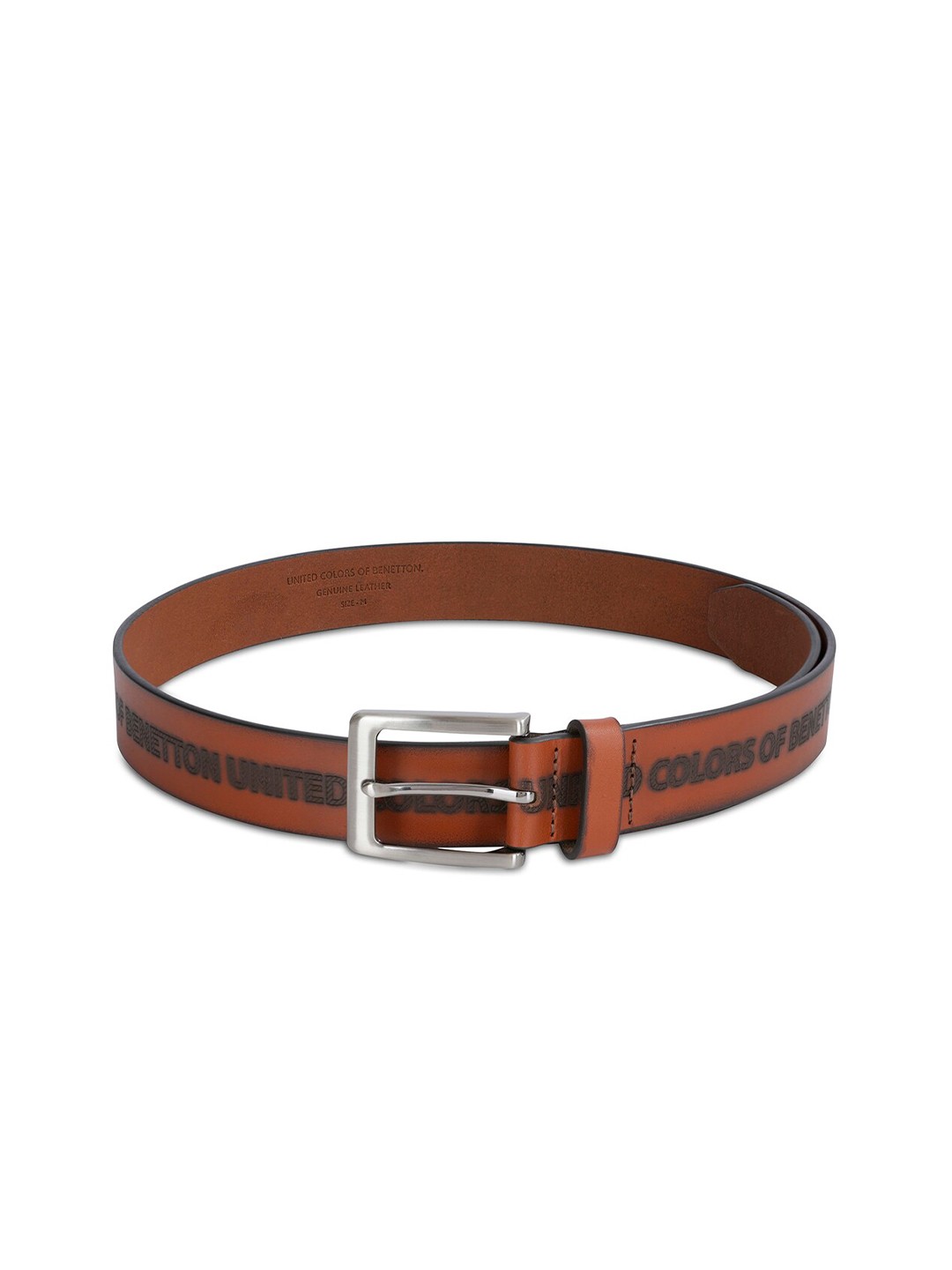 

United Colors of Benetton Men Textured Leather Belt, Tan