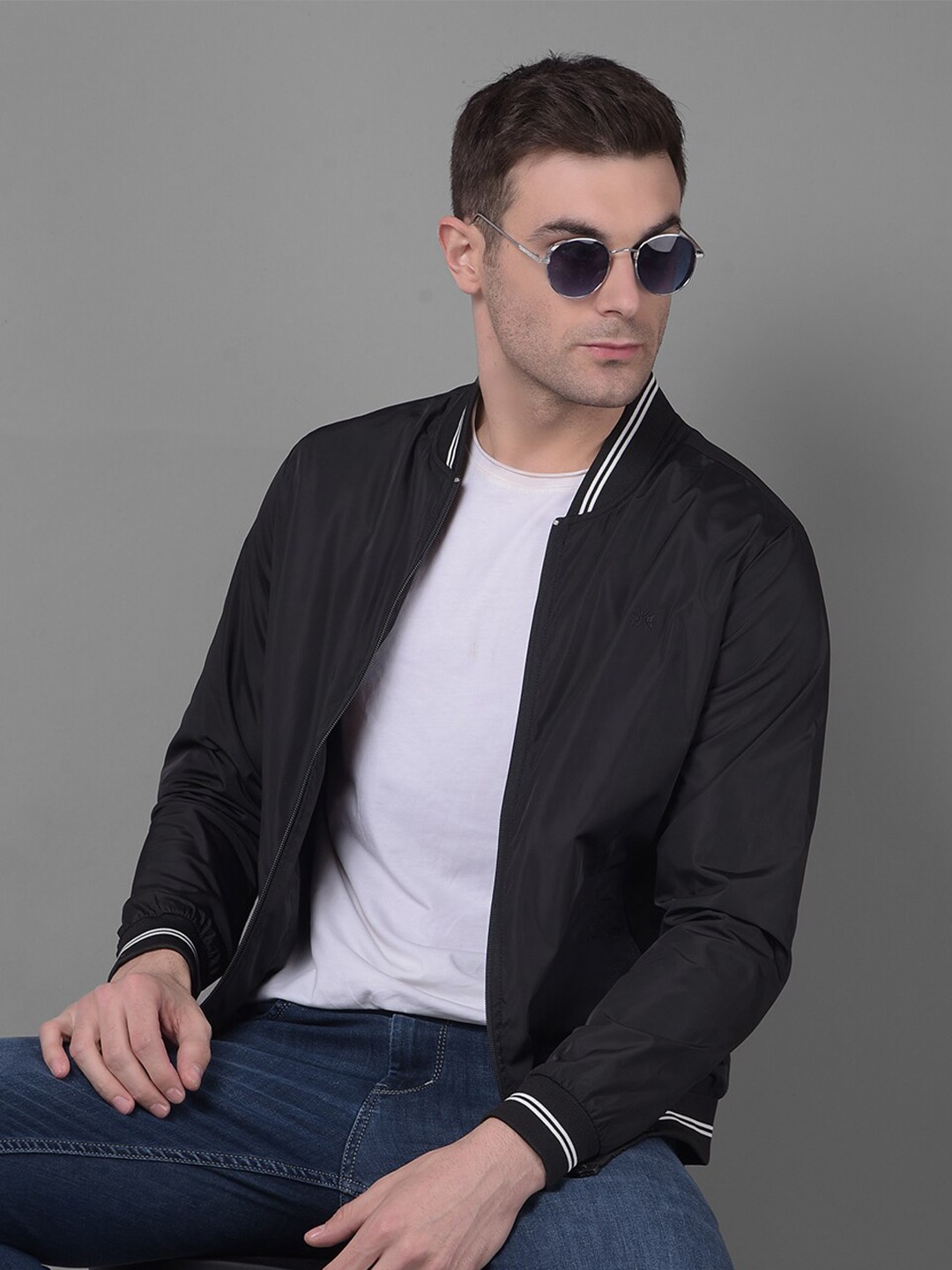 

Crimsoune Club Mandarin Collar Lightweight Bomber Jacket, Black