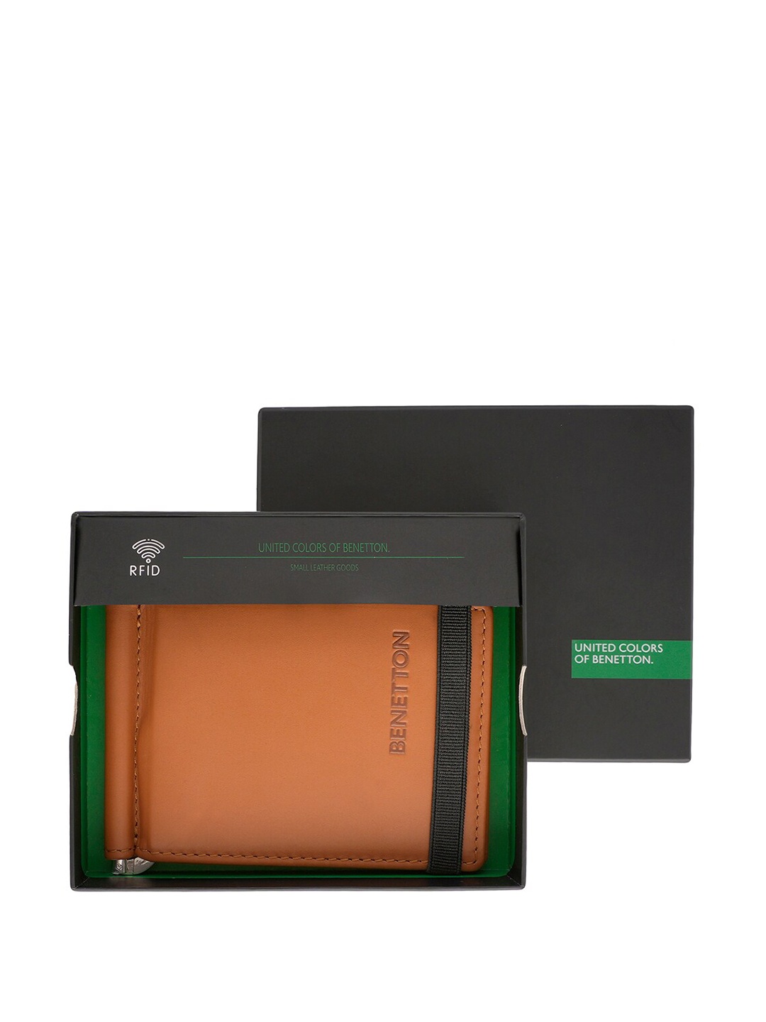 

United Colors of Benetton Men Leather Money Clip, Tan