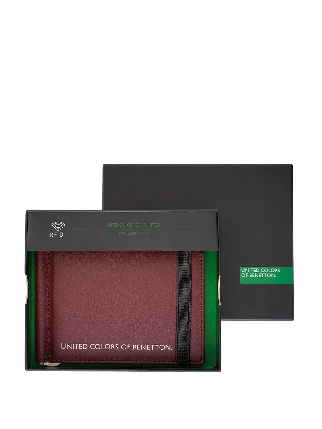 

United Colors of Benetton Men Leather Money Clip, Maroon