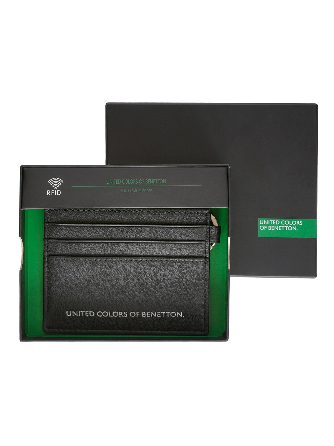 

United Colors of Benetton Men Leather Card Holder, Black