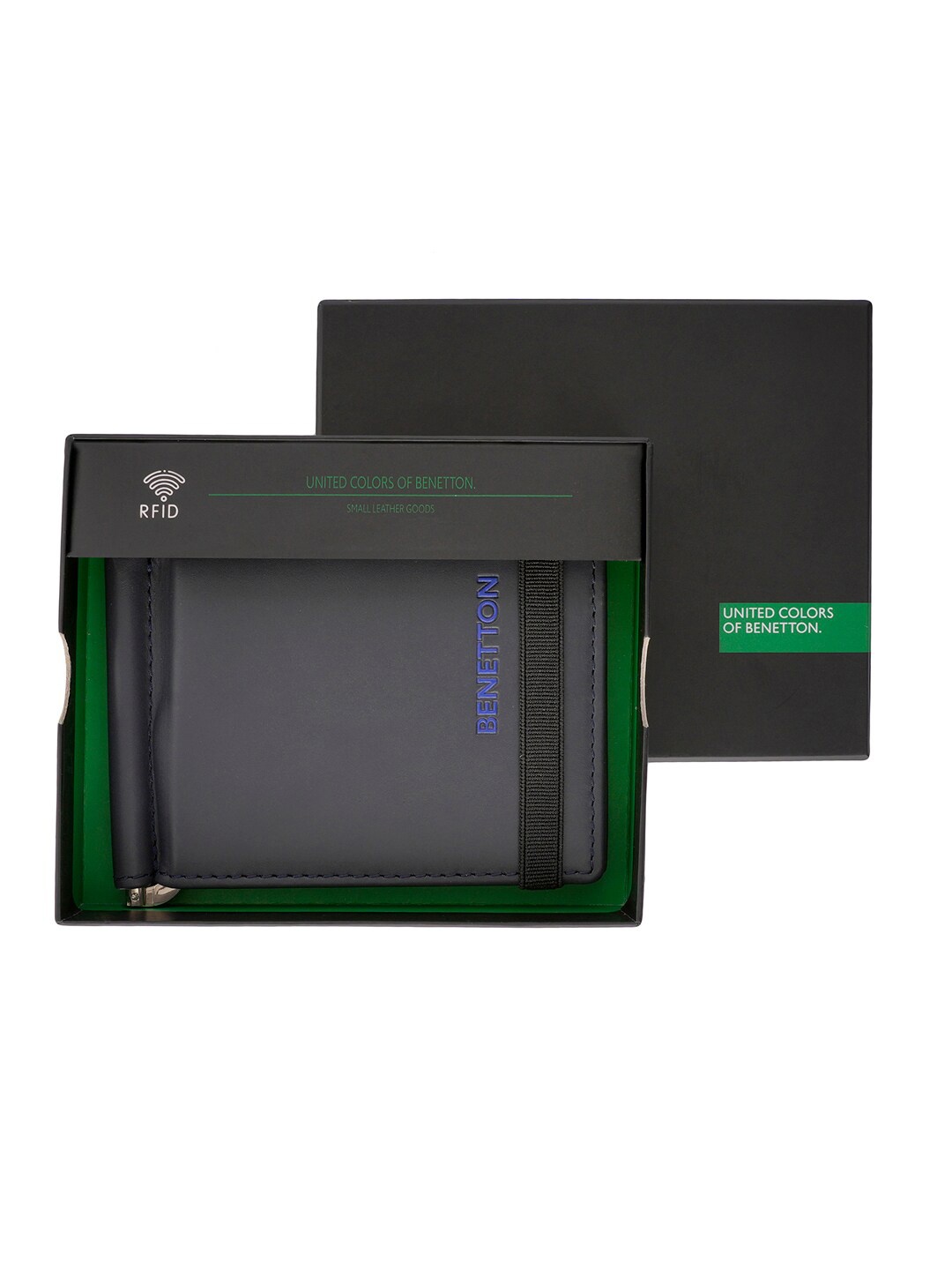 

United Colors of Benetton Leather Money Clip, Navy blue