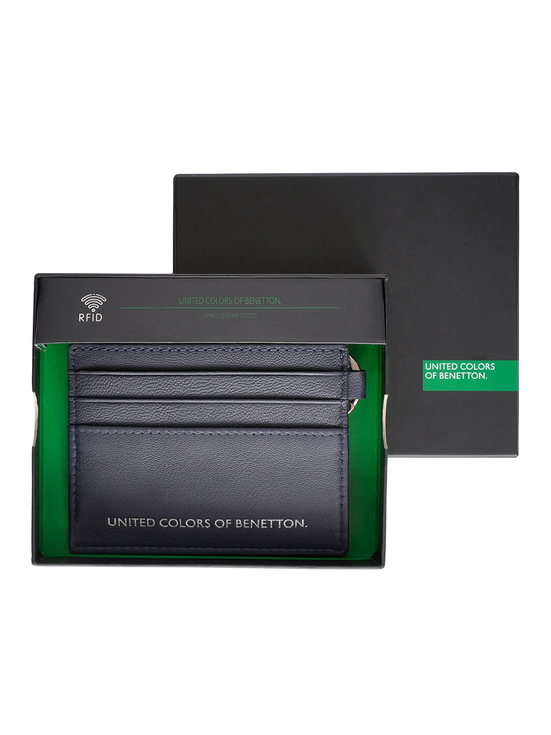 

United Colors of Benetton Men Leather Card Holder, Navy blue