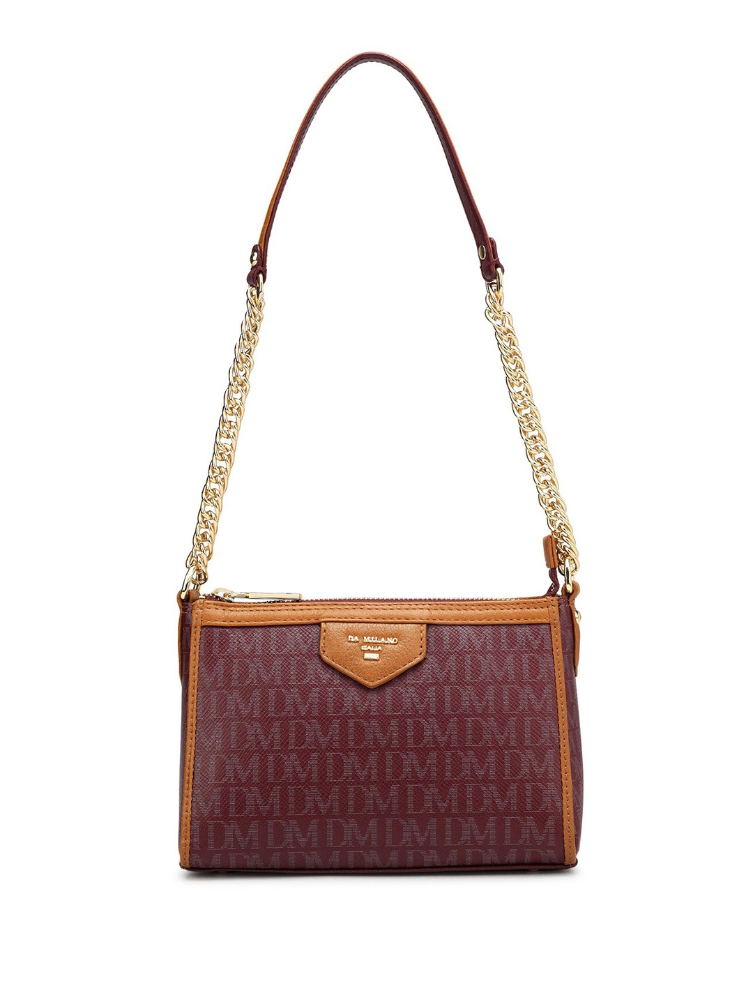 

Da Milano Typography Printed Leather Handbags, Burgundy