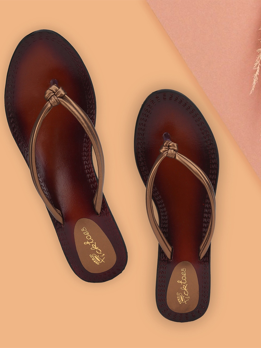 

Picktoes Open Toe Leather Block Heels, Copper