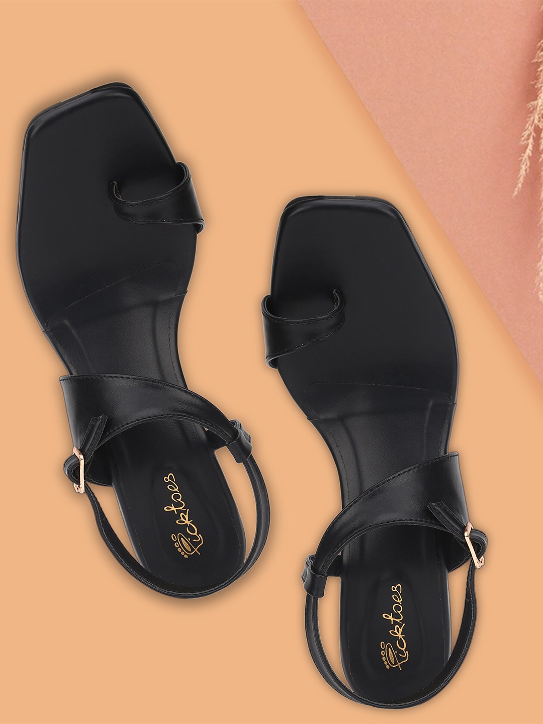 

Picktoes One Toe Ankle Loop Block Heels, Black