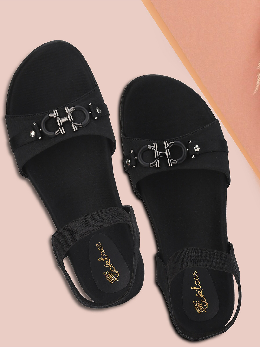 

Picktoes Open Toe Flats, Black