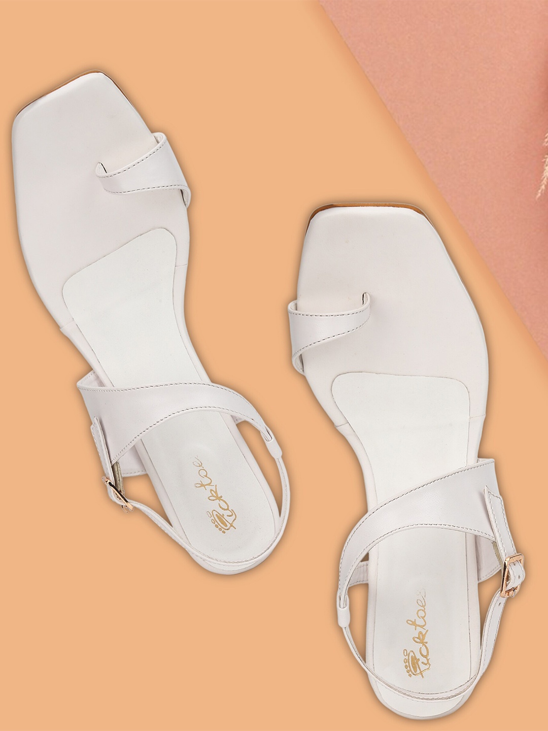 

Picktoes One Toe Ankle Loop Block Heels, White