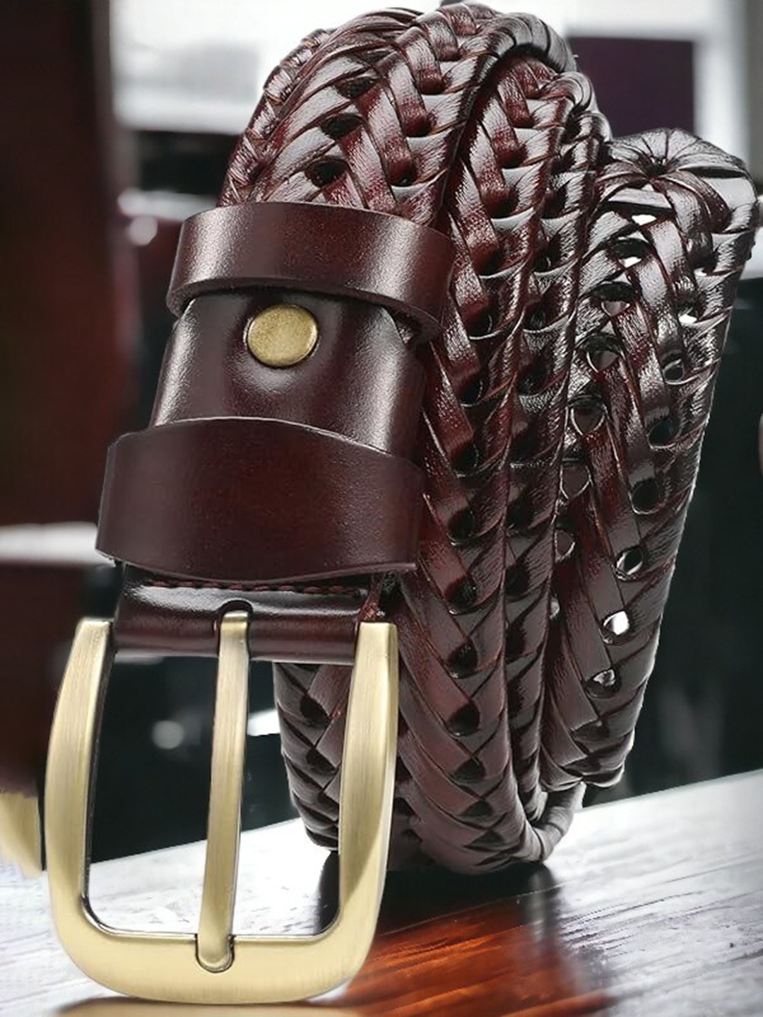 

Roadster Men Textured Leather Belt, Brown