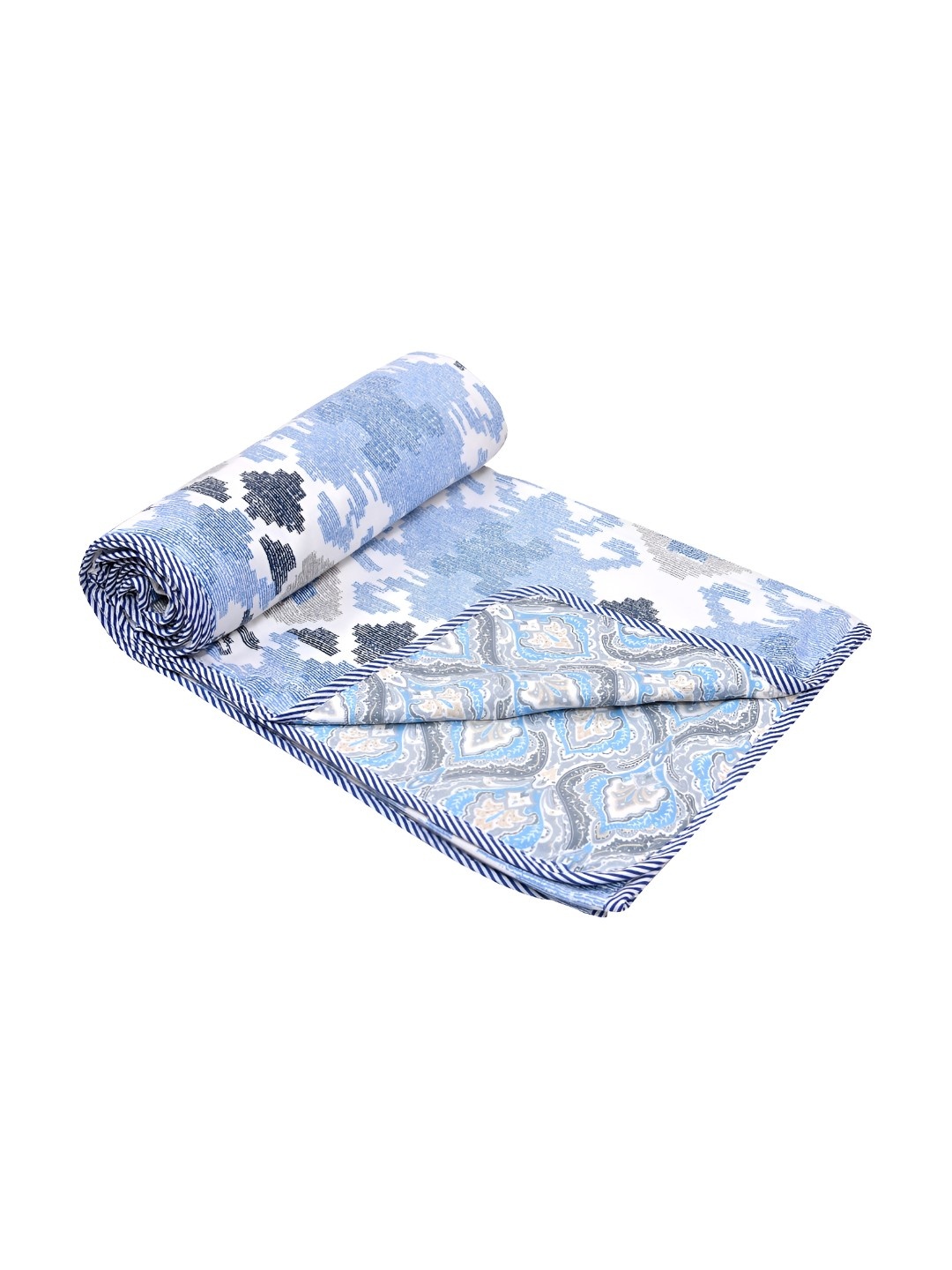 

Jinaya's Blue & White Ethnic Motifs Mild Winter 210 GSM Single Bed Dohar
