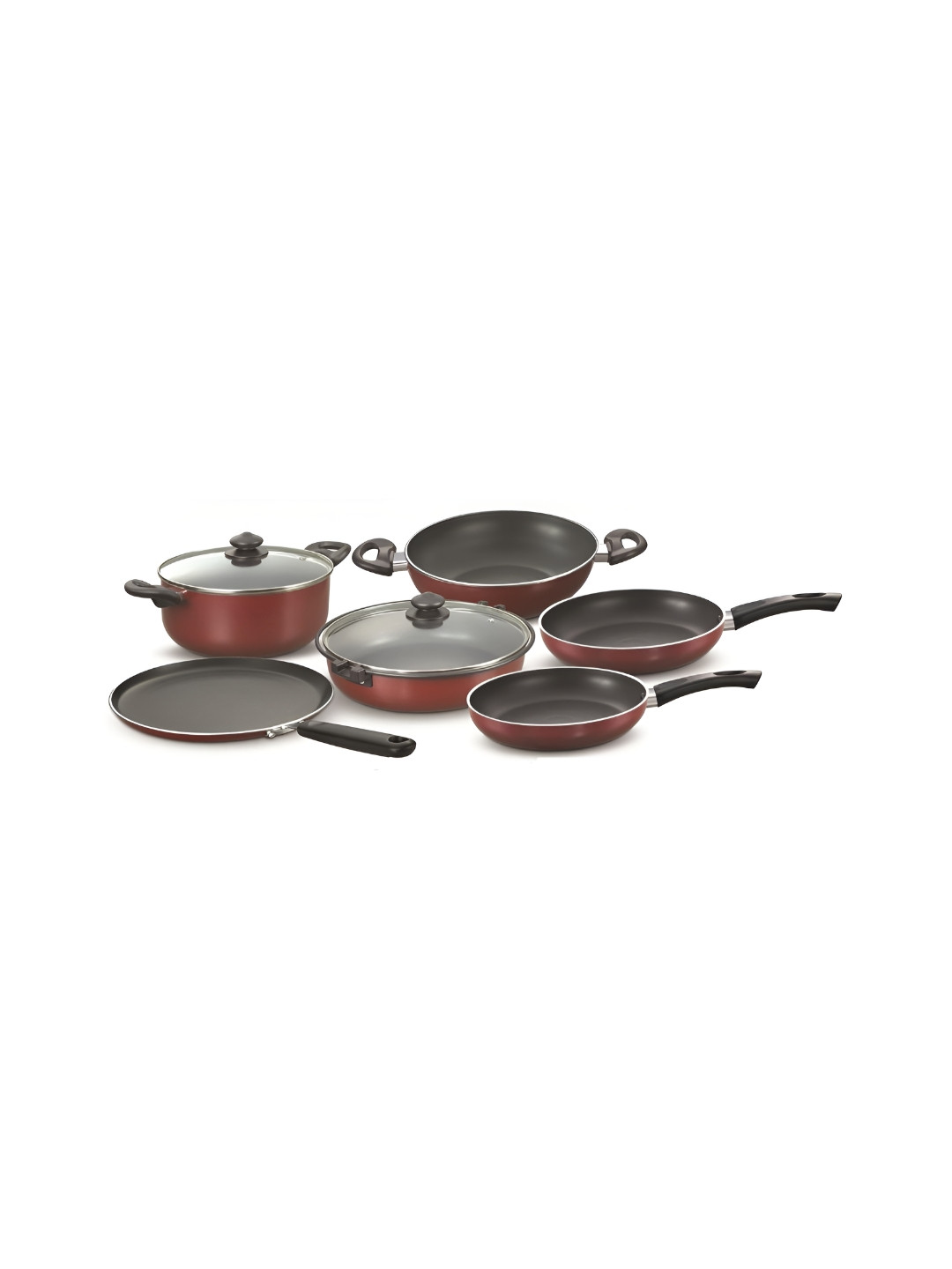 

Prestige Red Aluminium 6 Pieces Induction Base Non-Stick Cookware