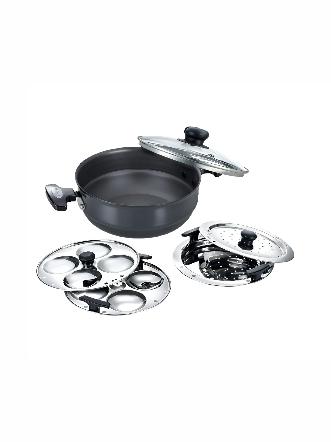 

Prestige Black Aluminium Induction Base Kadhai or Wok With Glass Lid