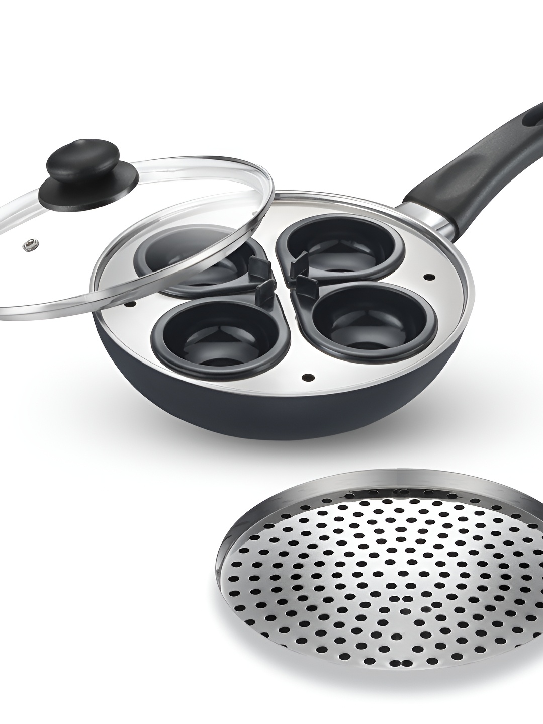 

Prestige Black & Silver-Toned Aluminium Induction Base Kadhai or Wok