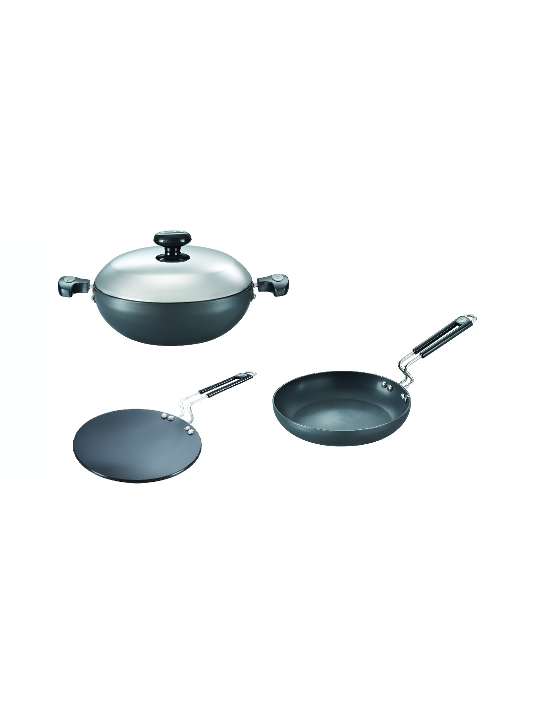 

Prestige Black 3 Pieces Aluminium Induction Base Cookware