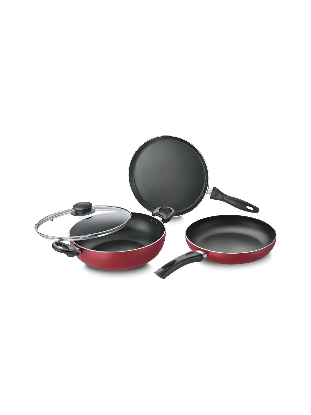 

Prestige Black & Red 3 Pieces Aluminium Induction Base Cookware