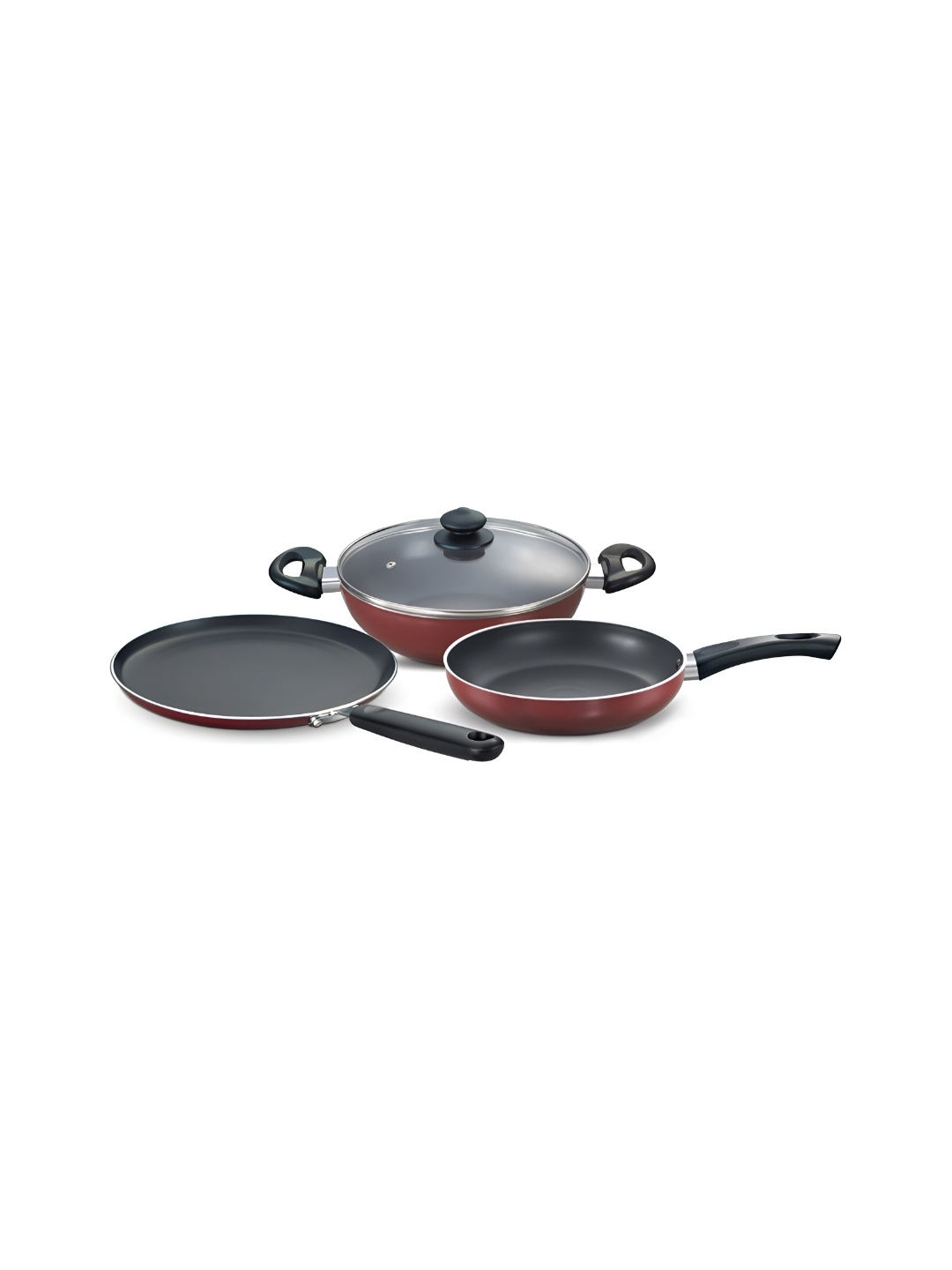 

Prestige Red 3 Pieces Aluminium Induction Base Non-stick Cookware