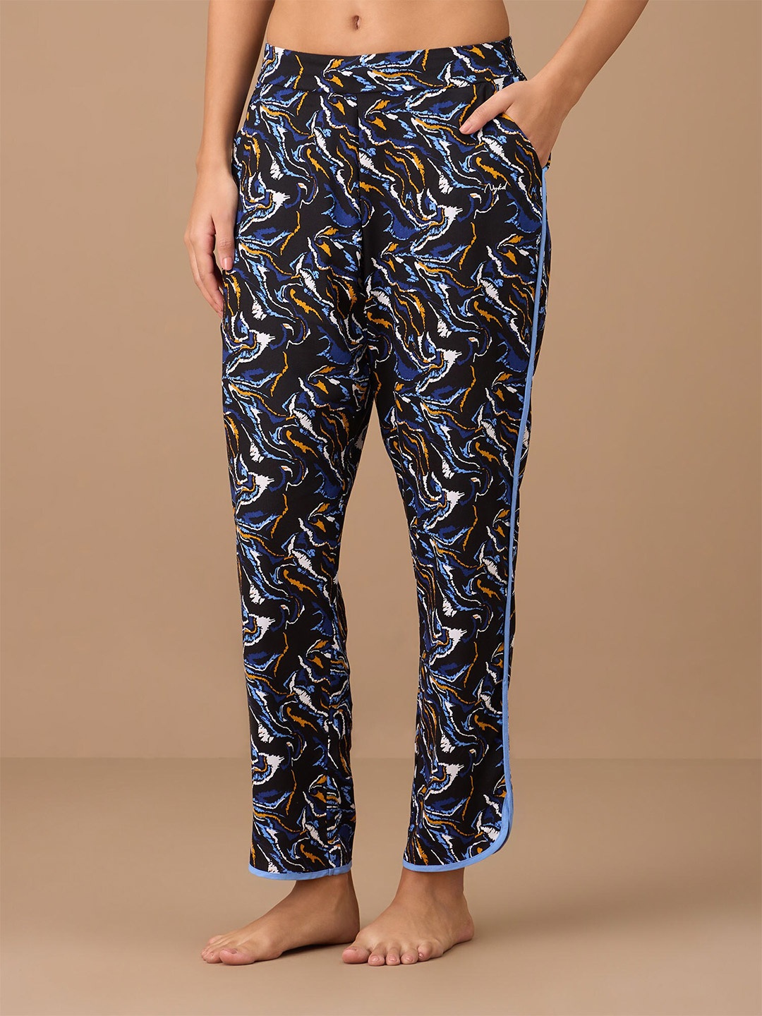 

Nykd Women Printed Relaxed Fit Lounge Pants, Navy blue